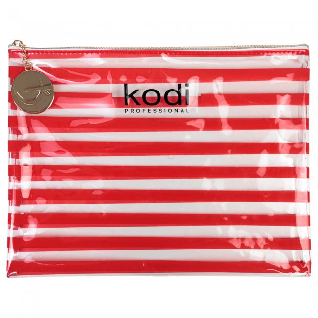 Kodi Professional Flat Transparent Cosmetic Bag with Red Stripes 25х33 cm